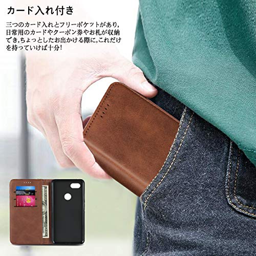 Google pixel 3a ケース pixel3a ケース ピクセル 3a カバー グーグル pixel3a カバー グーグルpixel3a 対応 スマホケース ピクセル3a 手帳型 カバー 財布 ケース 適用 case iCovercase 内蔵マグネット 携帯カバー カード入れ スタンド機能 シンプル カバー 落ち着いた色 スマホ 保護 レトロ ダークブラウン