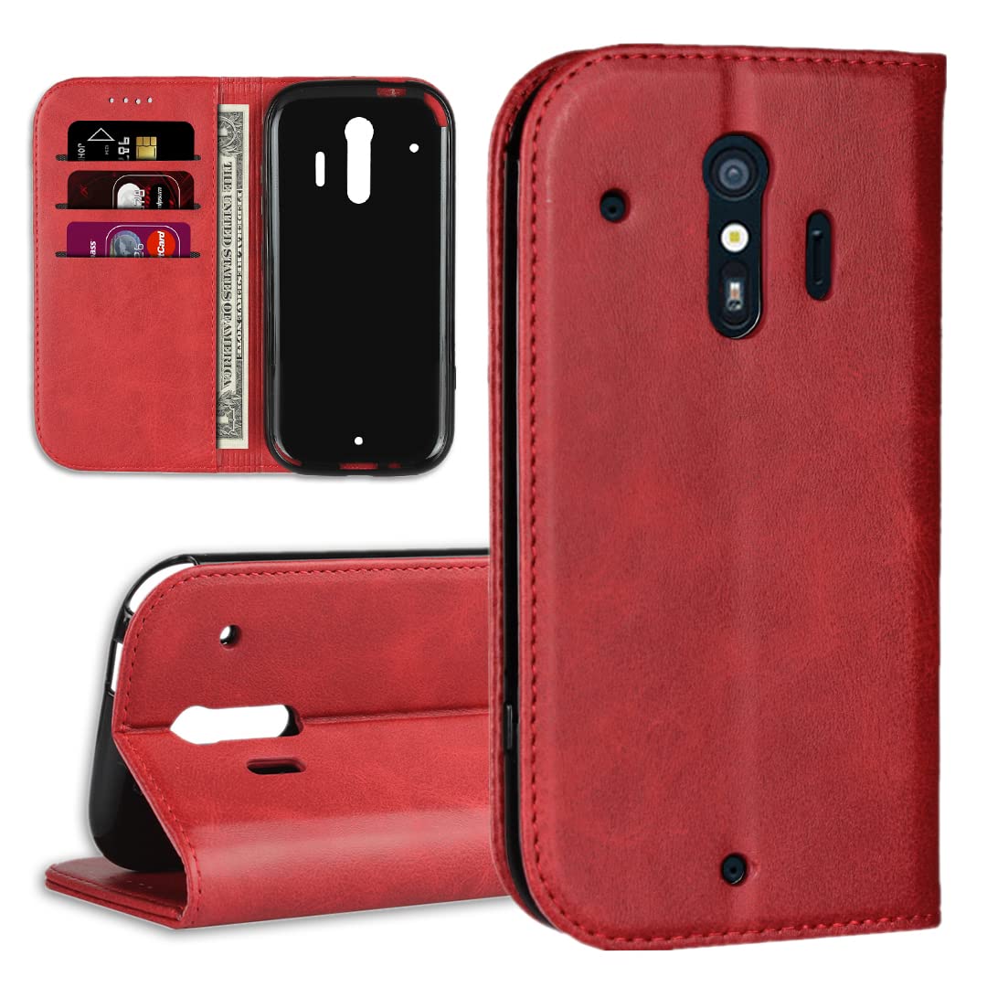 らくらくスマートフォン me F-01L ケース 手帳型 docomo らくらくスマートフォン F-42A ケース 手帳 F01L F42A 通用 カバー fujitsu用 手帳ケース 適用 case iCovercase カードケース マグネット 携帯カバー カードポケット カード入れ スタンド機能 シンプル カバー スマホケース 落ち着いた色 耐衝撃 レトロ レッド