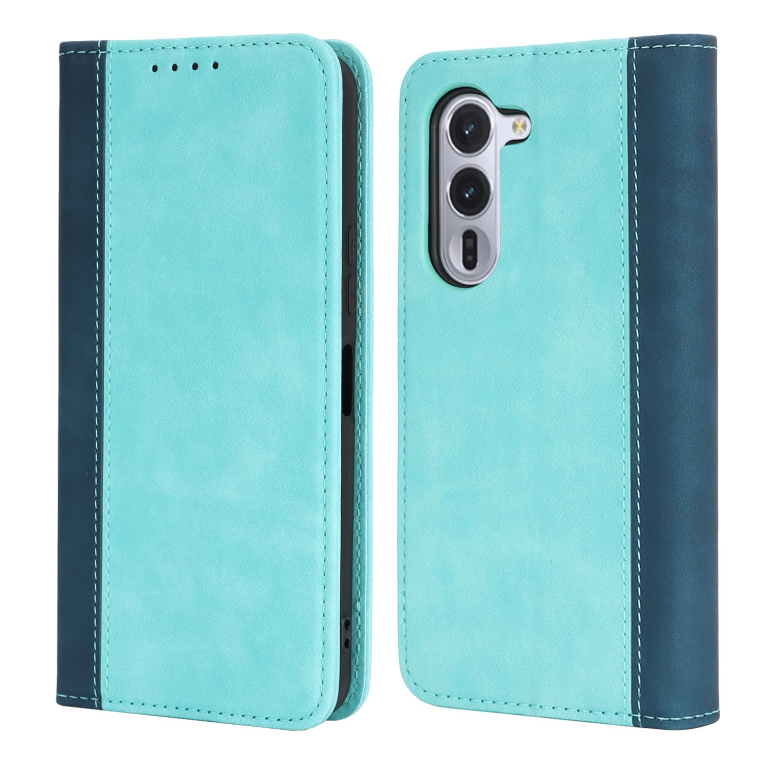 arrows Alpha ケース 手帳型 arrows Alpha F-51F docomo M08 SIMフリー au SoftBank 全対応 手帳ケース アローズ アルファ F51F カバー アローズ Alpha M08 スマホケース 携帯カバー case 適用 iCoverCase 合成皮革 マグネット カード入れ スタンド機能 落ち着いた色 2色組合せ レトロ ブルー ターコイズ