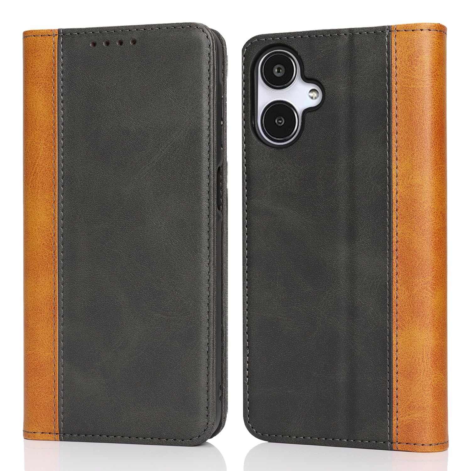 Ｈａｖａｙａ Galaxy A25 5G ケース ギャラクシーA25 ケース 手帳型 カバー カード収納 SC-53F スマホケース SCG33 au 耐衝撃 docomo Samsung スタンド機能 SoftBank フェイクレザー-ブラック＋イエロー